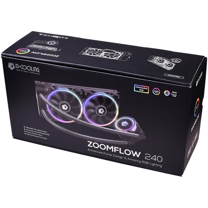 Cooler procesor ID-Cooling Zoomflow 240, cu iluminare RGB, compatibil AMD/Intel