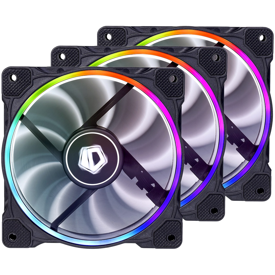 Ventilator ID-Cooling ZF-12025, 120mm, set 3 ventilatoare cu iluminare RGB