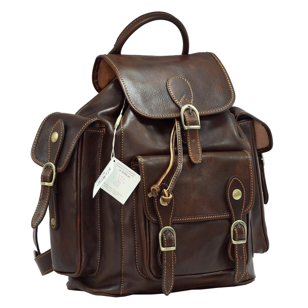 Rucsac pentru barbati din piele naturala vachetta „superior” N4051B maro