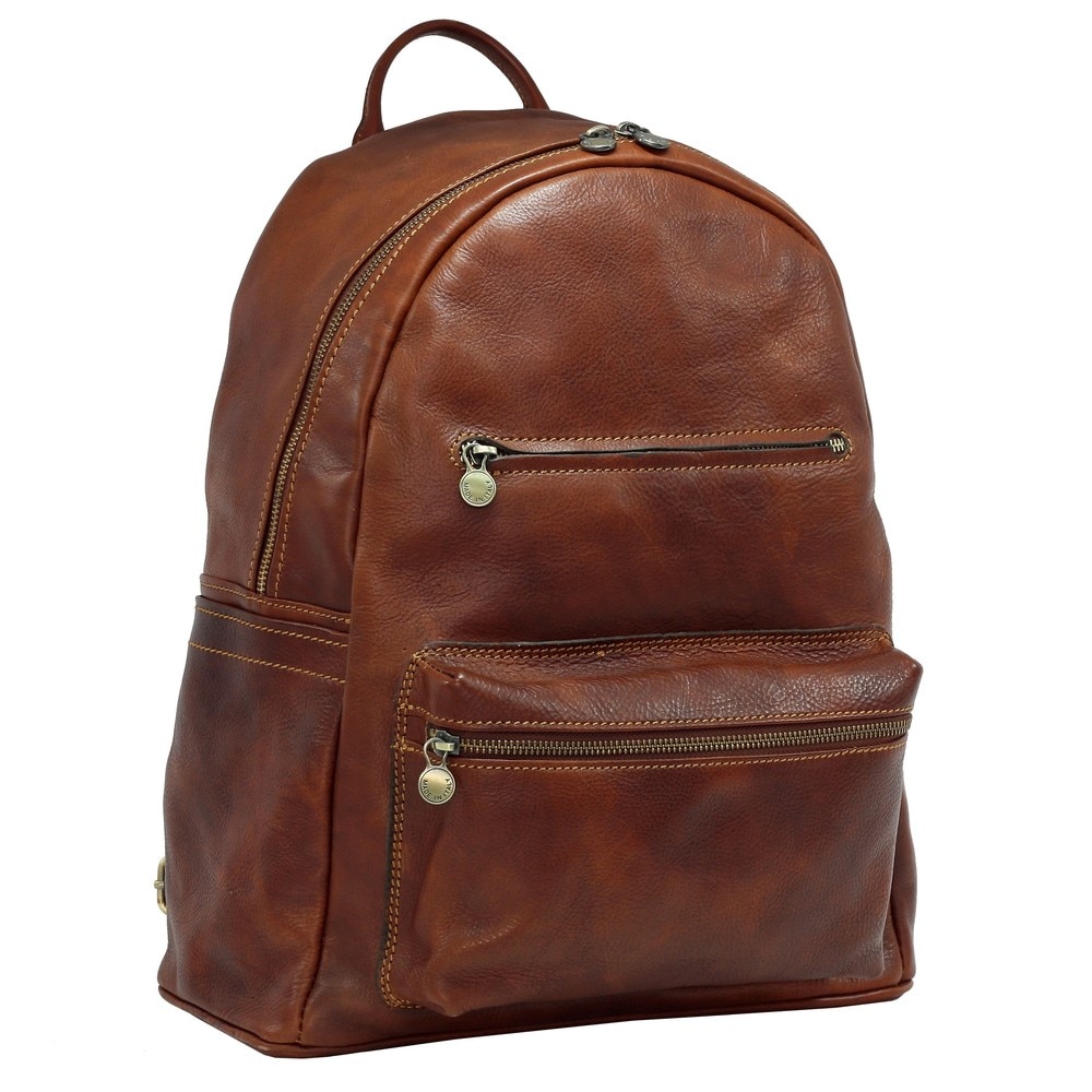 Rucsac din piele naturala vachetta „superior” N4426A cognac