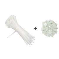 set de 100 buc soricei - coliere de plastic 200 mm x 25 mm din poliamida 66 pa66  100 buc suporti de fixare adezivi 19 x 19 mm pentru coliere de plastic intervisio culoare alb imagen 46_0_
0