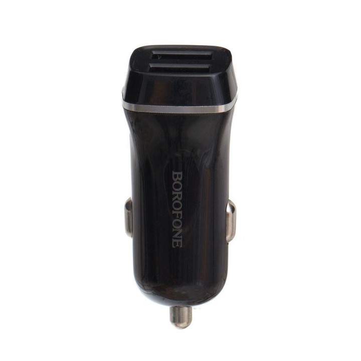 Зарядно устройство за автомобил Borofone BZ2 2.4A 12-24V 2xUSB порта с делим кабел Micro USB, Бял