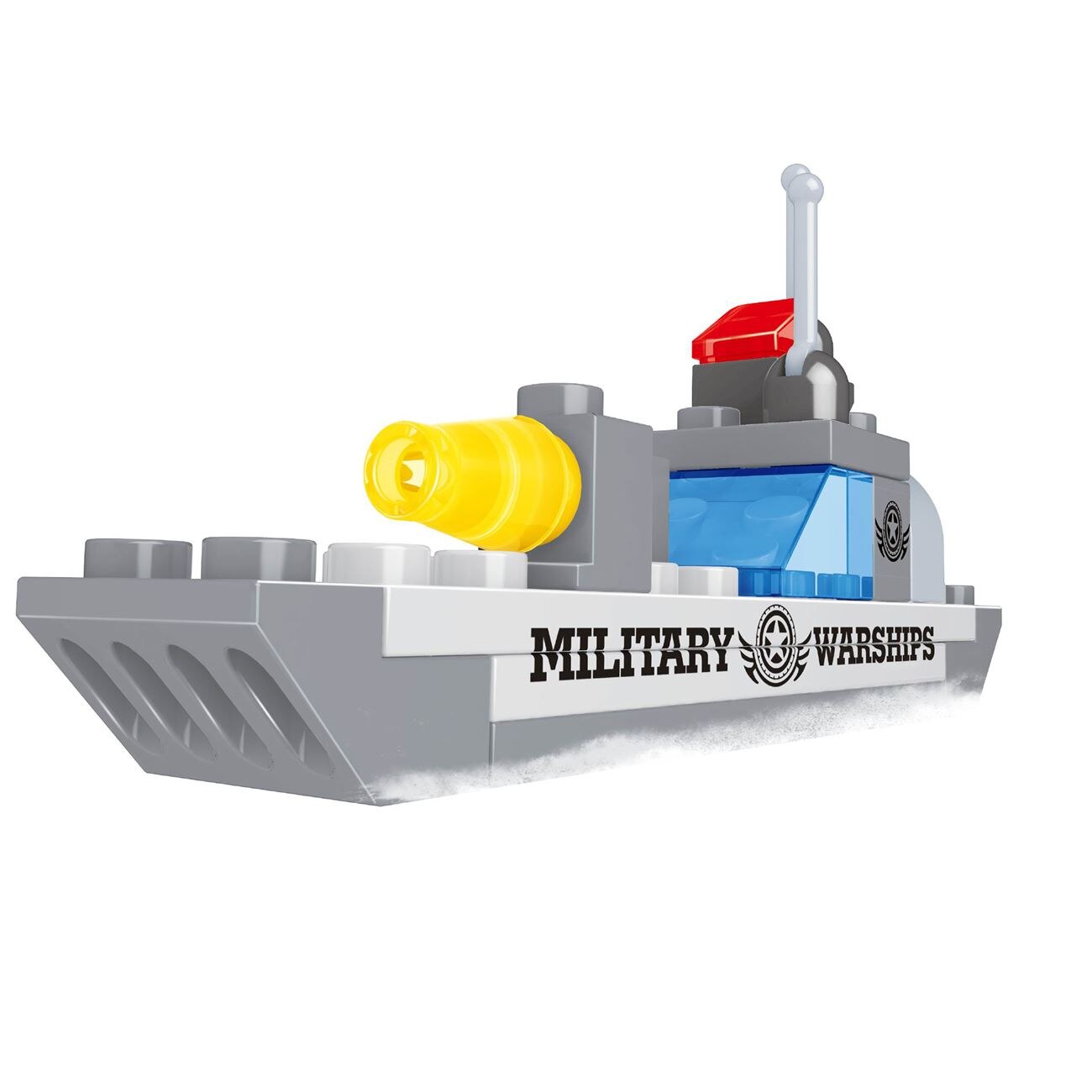 Set de construit nava de razboi cu 1 personaj si 19 piese, DecorCasa, 10 x 5 x 7 cm