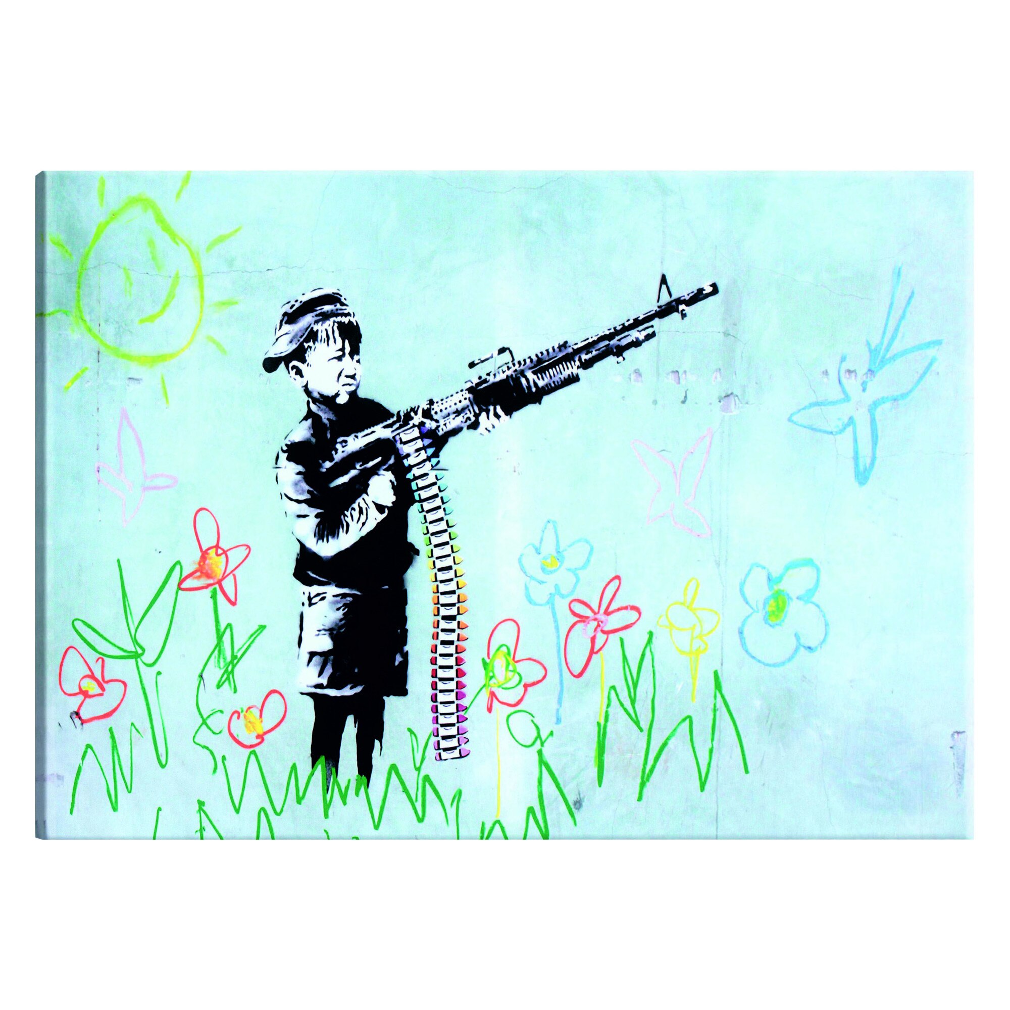 Tablou canvas - Baiat cu arma de Banksy - 60 x 40 cm