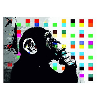 Tablou canvas - Banksy Maimuta ganditoare - 90 x 60 cm