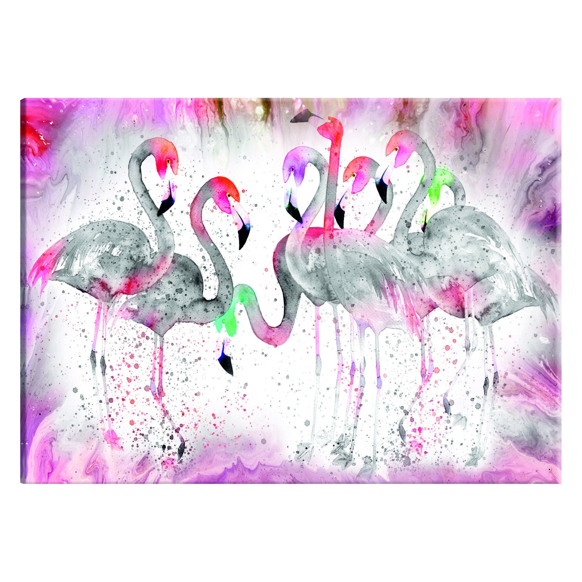 Tablou canvas - Familia Flamingoes - 90 x 60 cm