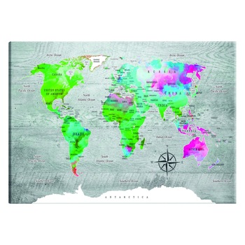 Tablou canvas - Harta Mondiala Paradisul Verde - 90 x 60 cm