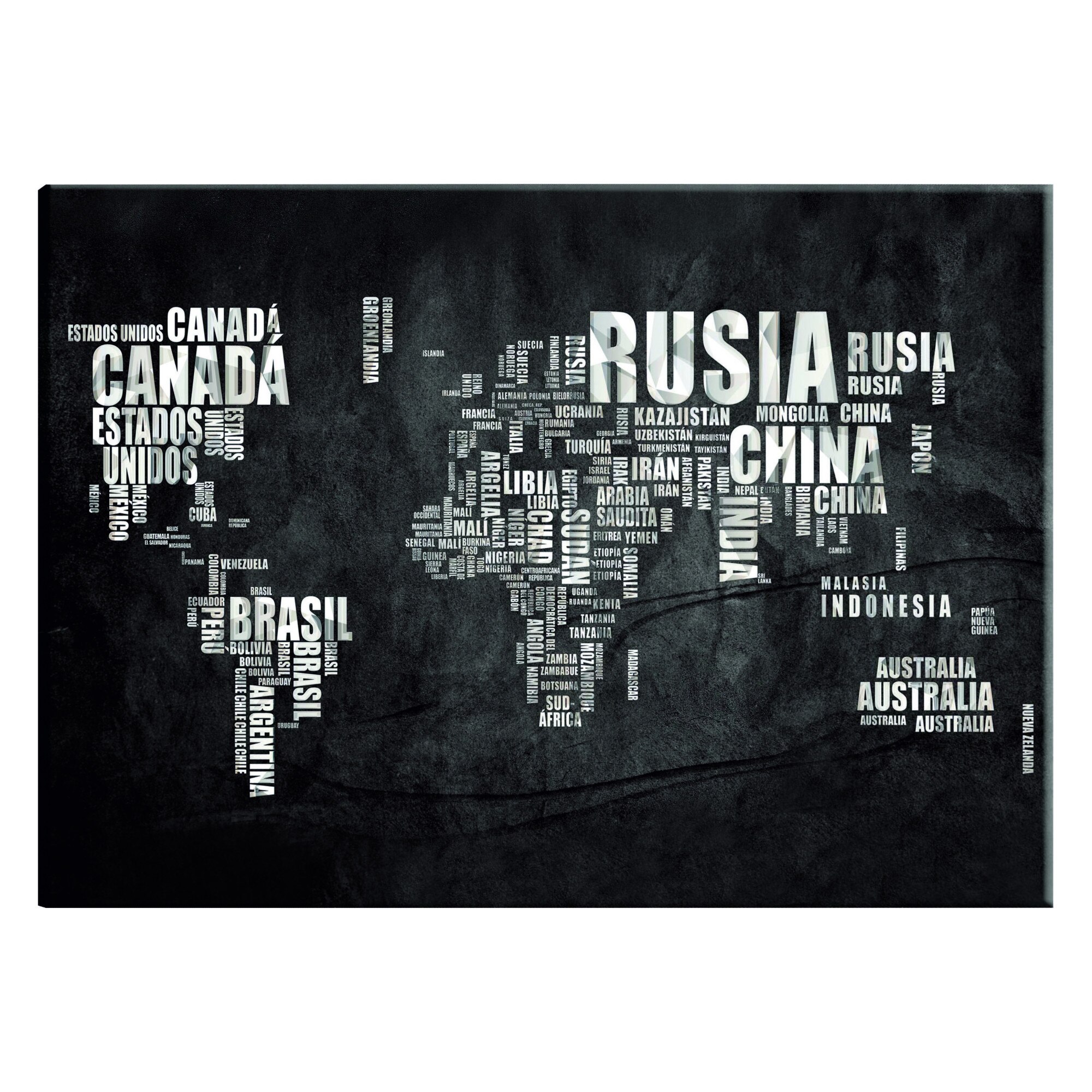 Tablou canvas - Harta Mondiala Geografie spaniola - 90 x 60 cm