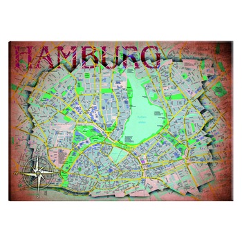 Tablou canvas - Harta Hamburg - 90 x 60 cm