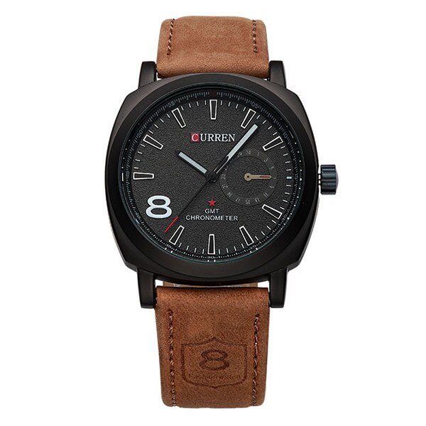 Ceas Curren Barbatesc Quartz Casual Elegant Negru, PN999312NU, curea din piele, afisaj Analog