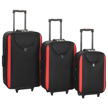 Set de 3 valize de voiaj, vidaXL, Textil/PVC, 19''/23''/27'', Negru/Rosu Set de 3 valize de voiaj, vidaXL, Textil/PVC, 19''/23''/27'', Negru/Rosu