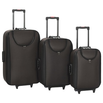 Set de 3 valize de voiaj, vidaXL, Textil/PVC, 19''/23''/27'', Maro Set de 3 valize de voiaj, vidaXL, Textil/PVC, 19''/23''/27'', Maro