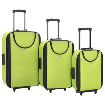 Set de 3 valize de voiaj, vidaXL, Textil/PVC, 19''/23''/27'', Verde Set de 3 valize de voiaj, vidaXL, Textil/PVC, 19''/23''/27'', Verde
