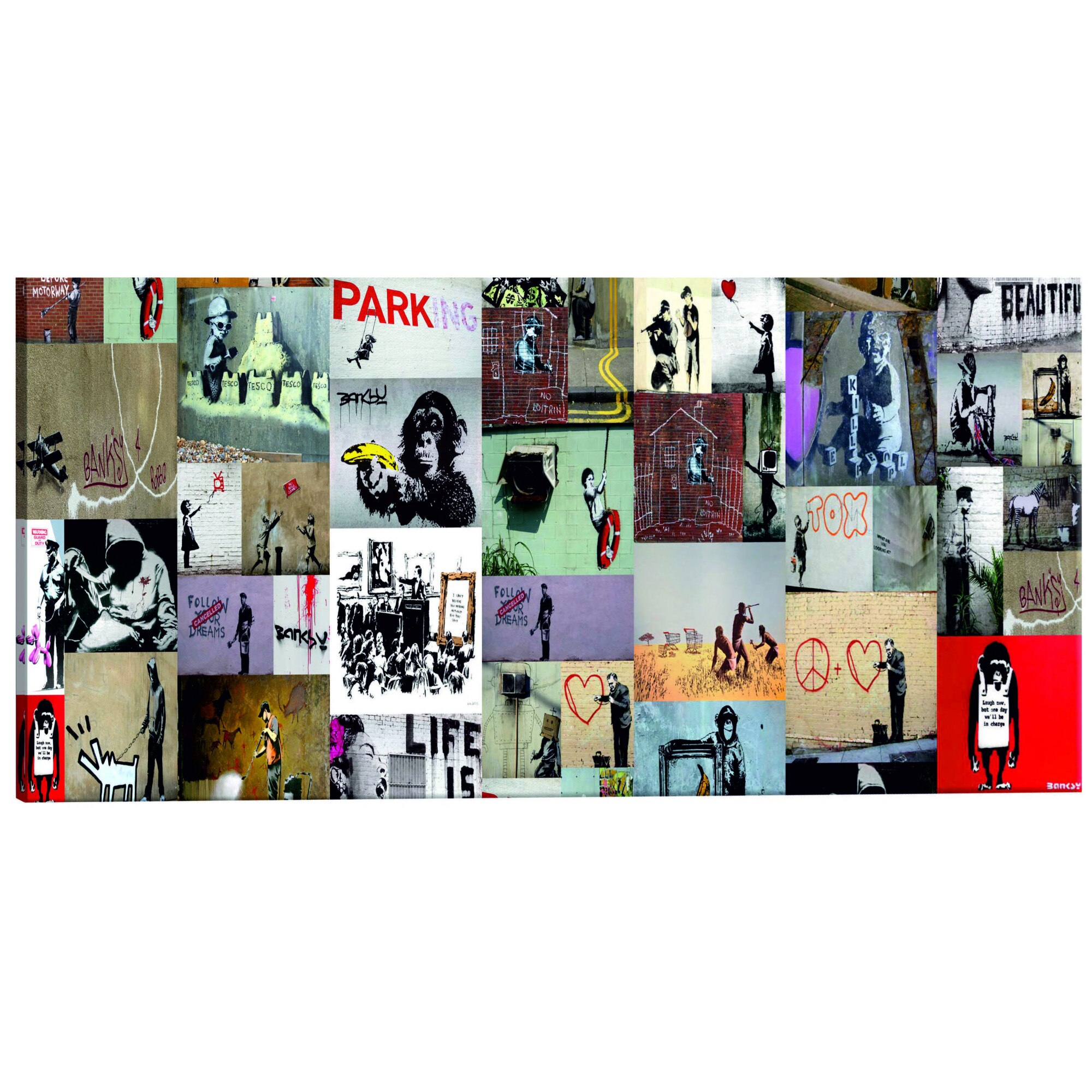 Tablou canvas - Arta colajului Banksy II - 120 x 40 cm