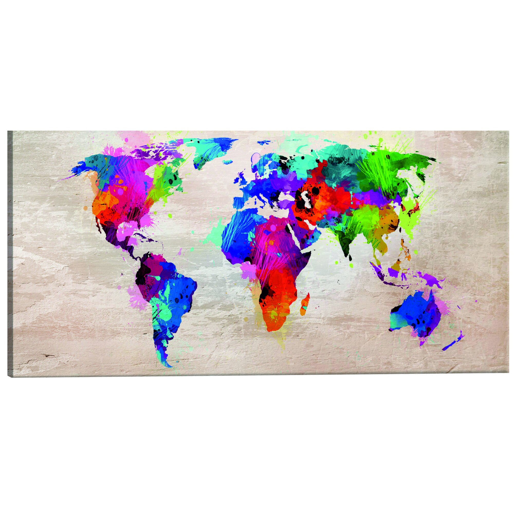 Tablou canvas - Harta Mondiala Finesse of Colors - 135 x 45 cm