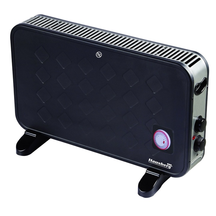 Convector electric 2000 W, doua trepte de putere si temporizator 24h, Negru
