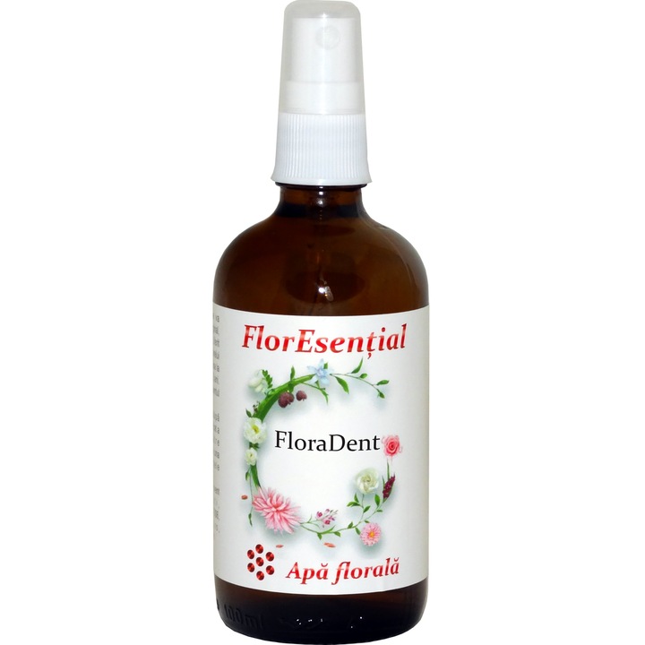 Apa florala de gura cu uleiuri esentiale si minerale FloraDent, spray, 100mL