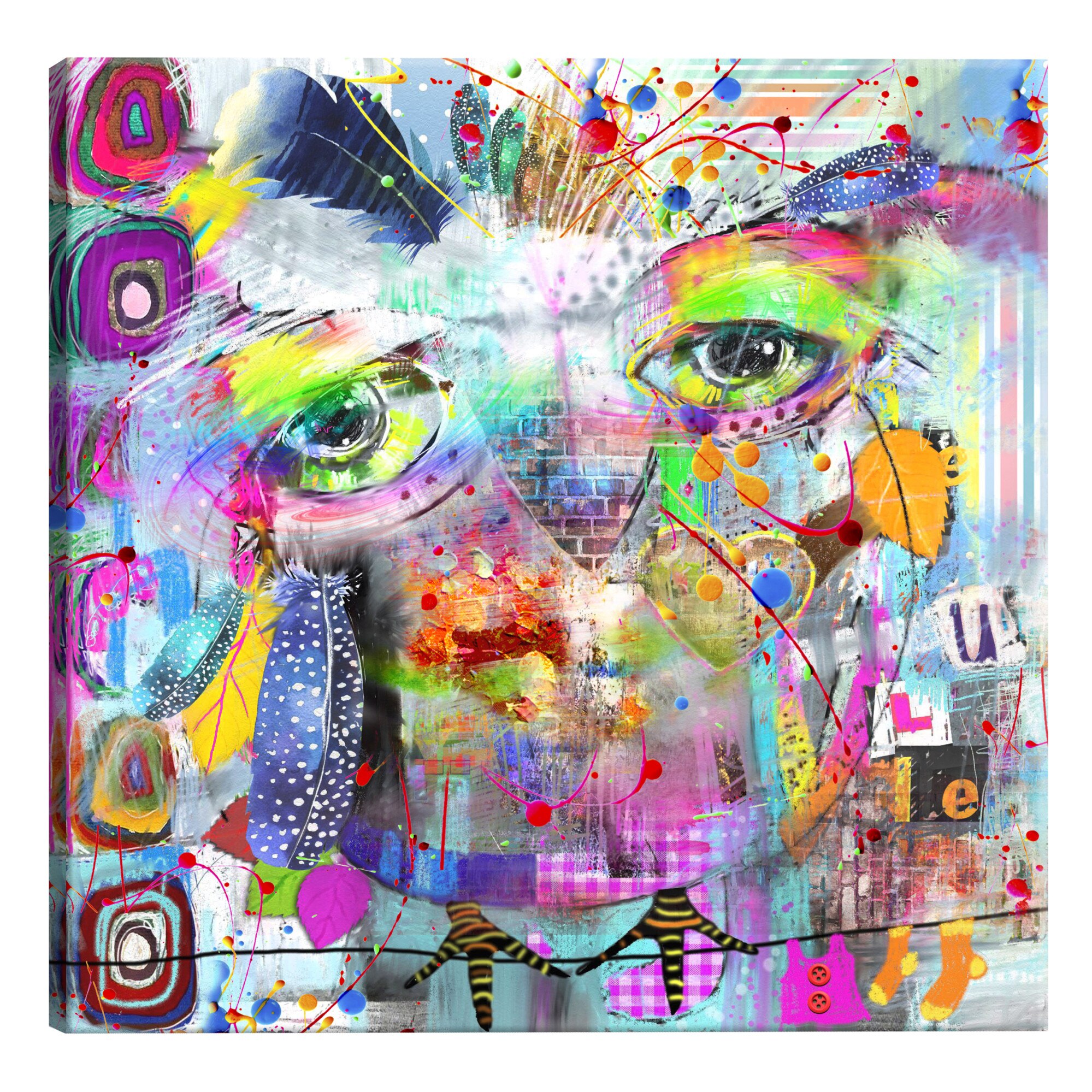 Tablou canvas - Bufnita colorata - 40 x 40 cm