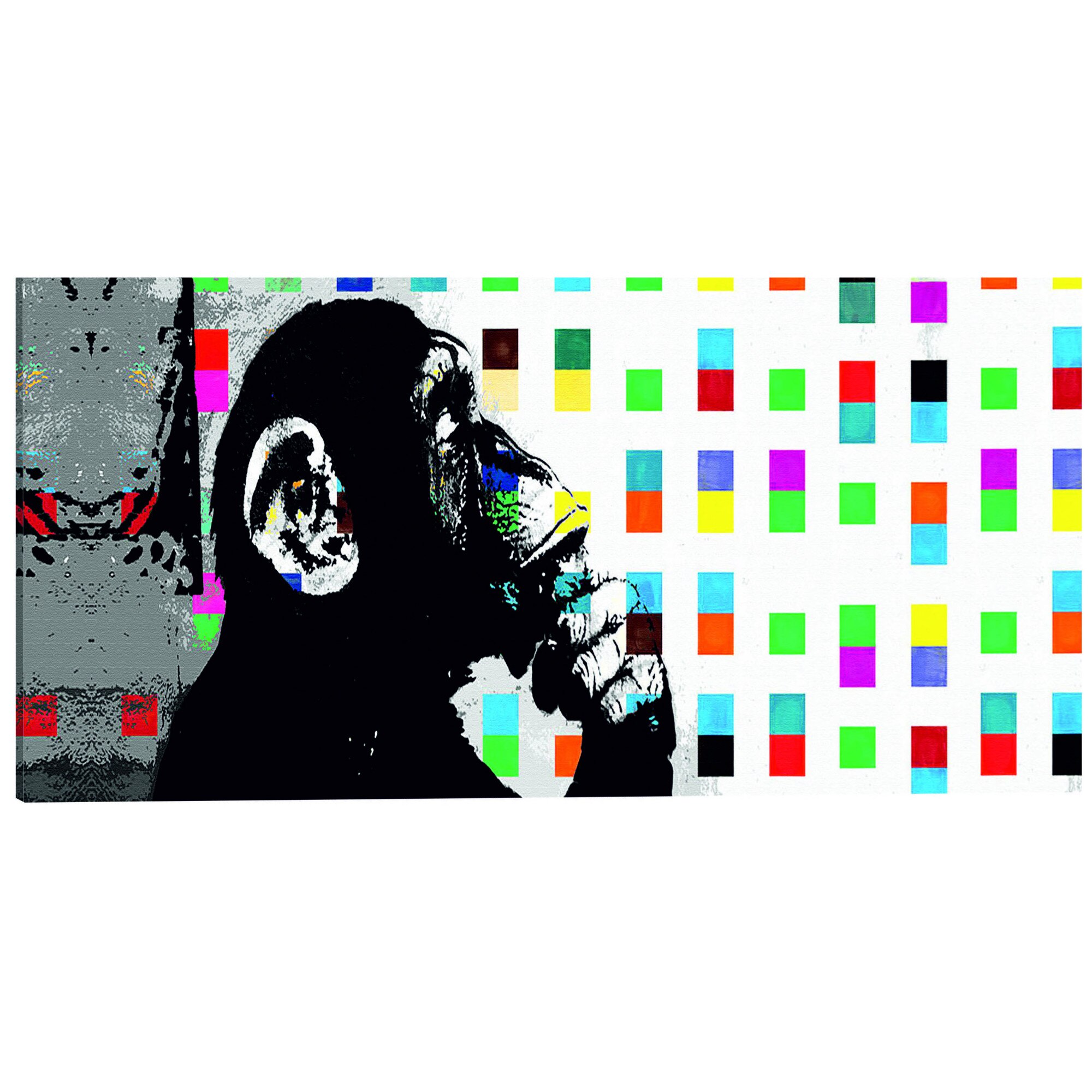 Tablou canvas - Banksy Maimuta ganditoare - 135 x 45 cm