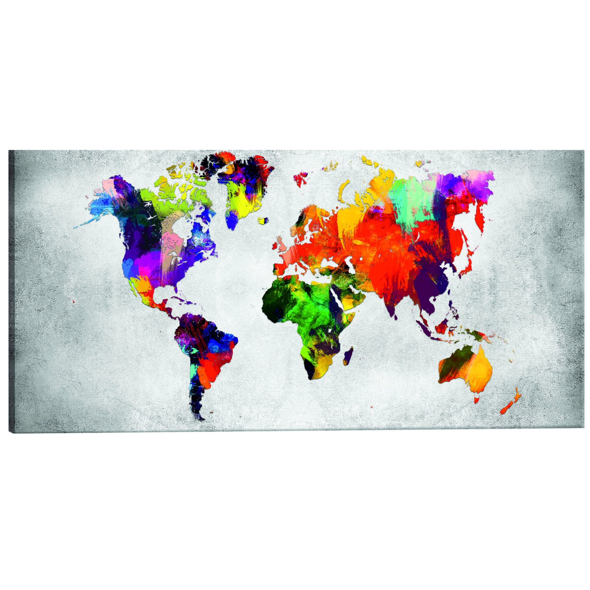 Tablou canvas - Harta Mondiala Revolutie colorata - 135 x 45 cm