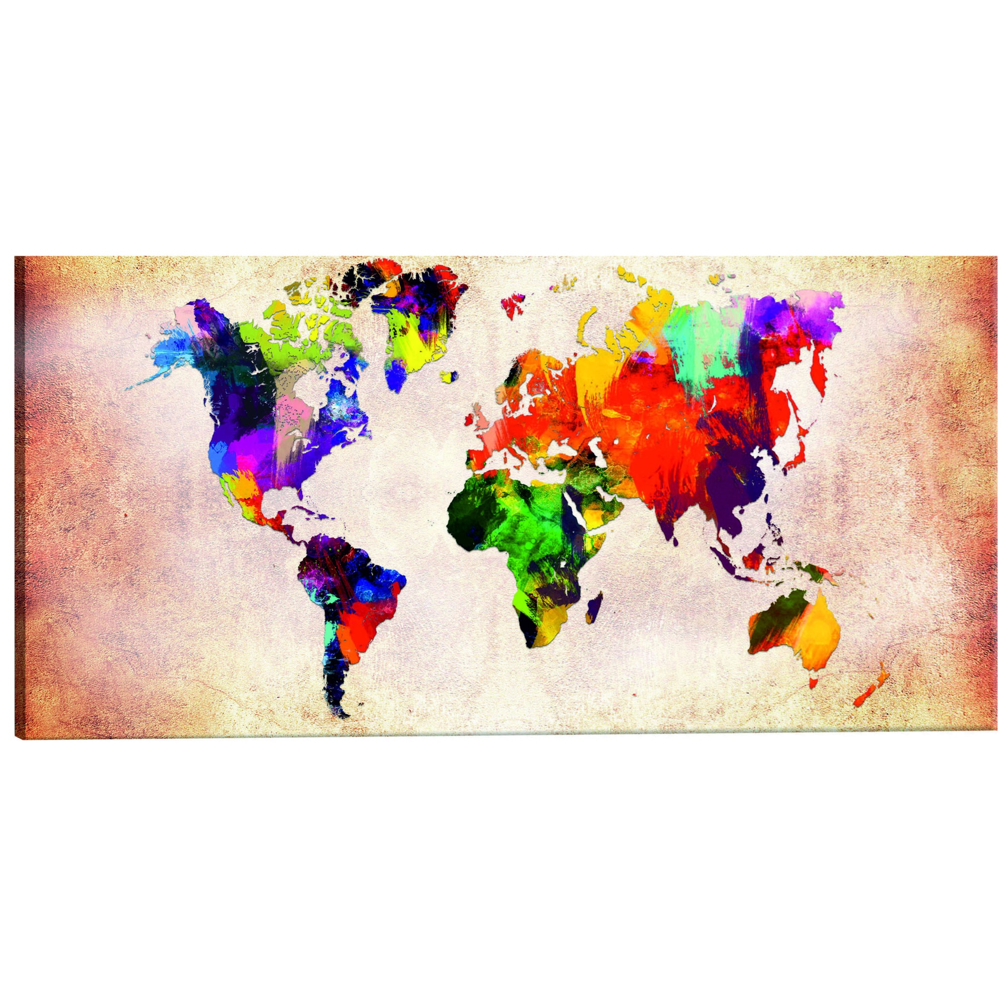 Tablou canvas - Harta Mondiala Ramble Colorful - 135 x 45 cm