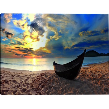 Tablou canvas - Barca pe plaja Ingusta - 150 x 50 cm