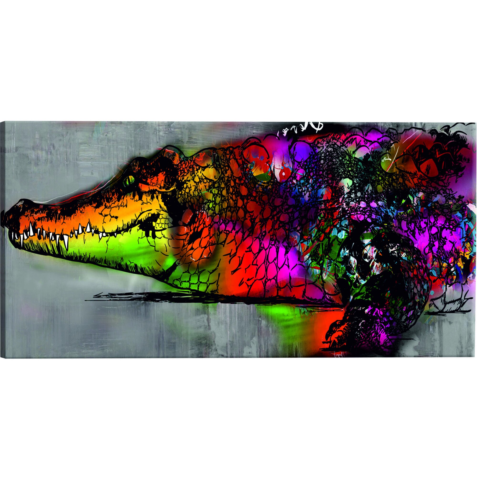 Tablou canvas - Aligator colorat - 120 x 40 cm