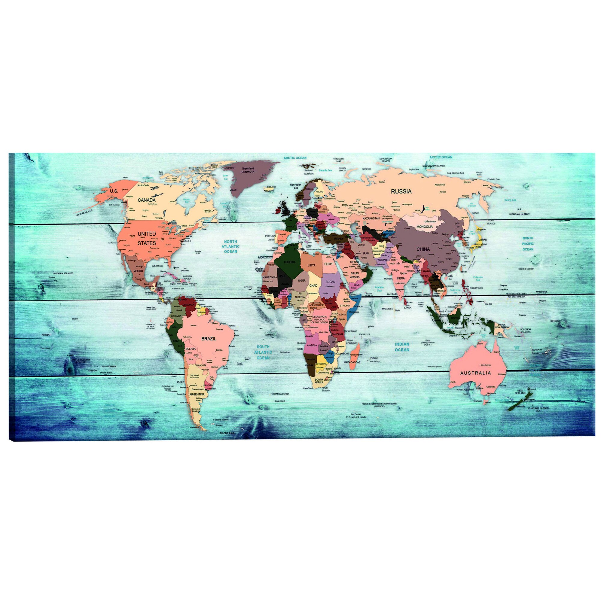 Tablou canvas - Harti mondiale Calatorii cu safir - 120 x 40 cm