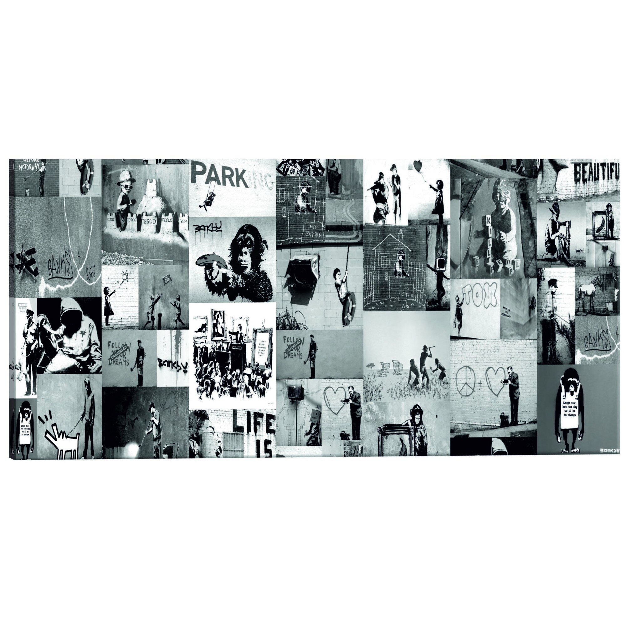 Tablou canvas - Banksy Graffiti Collage II - 135 x 45 cm