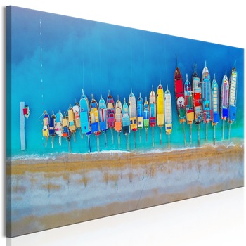 Tablou canvas - Barci colorate Inguste - 120 x 40 cm