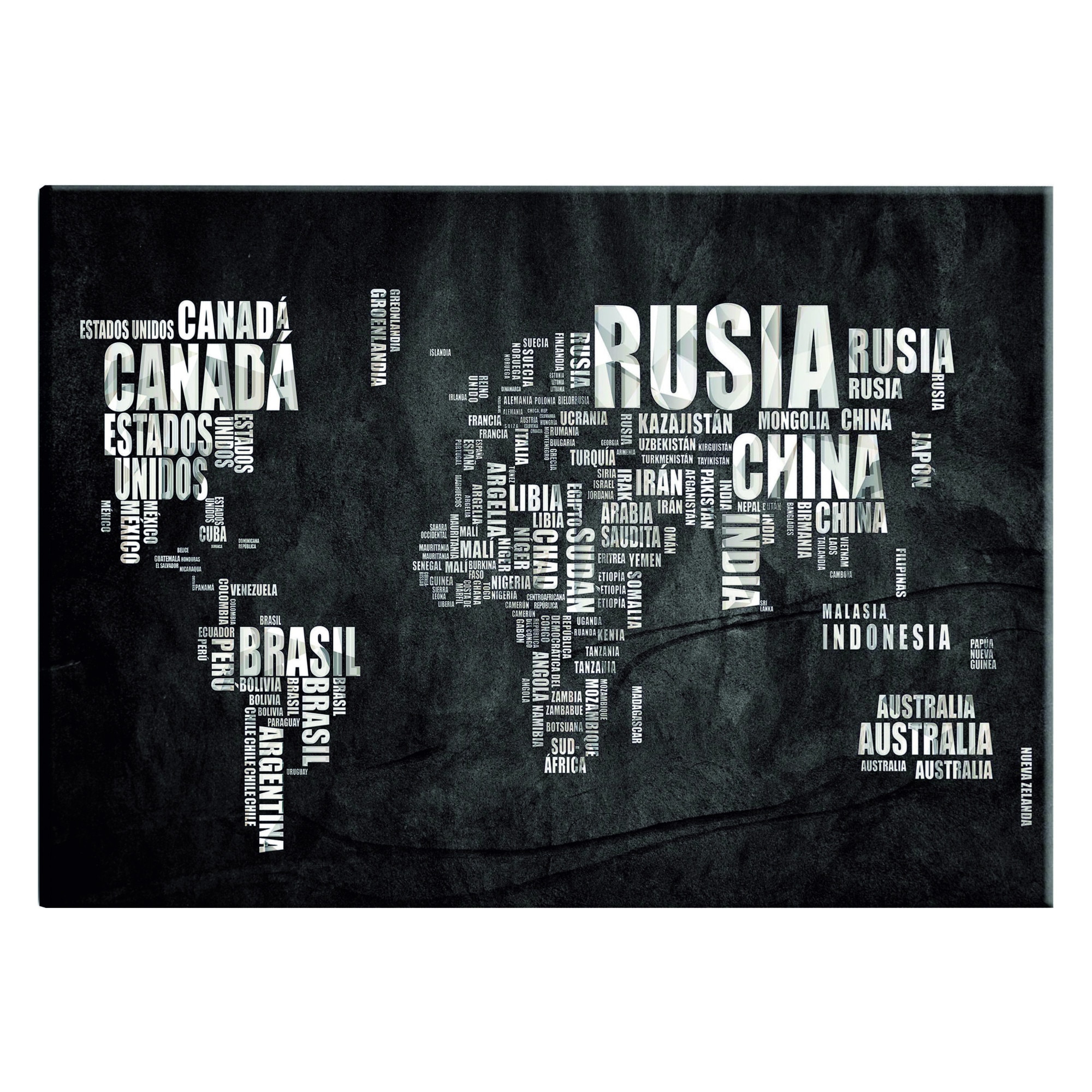 Tablou canvas - Harta Mondiala Mundo Negro - 60 x 40 cm