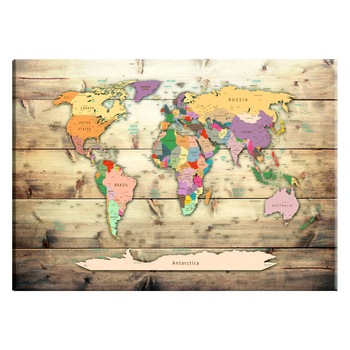 Tablou canvas - Harta Mondiala continente colorate - 120 x 80 cm