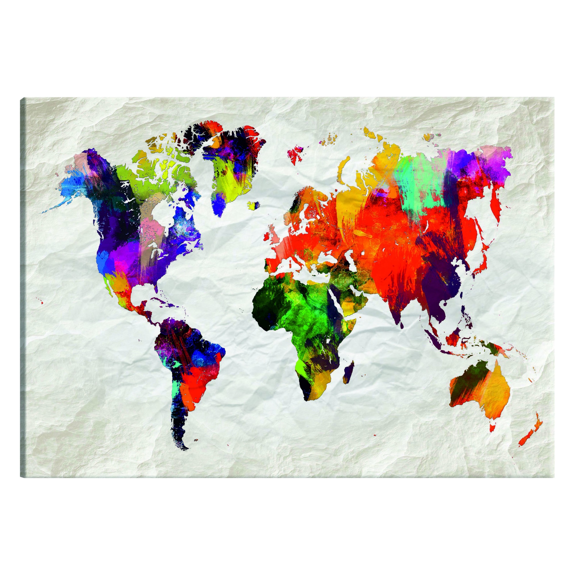 Tablou canvas - Harta Mondiala Rainbow Madness - 60 x 40 cm