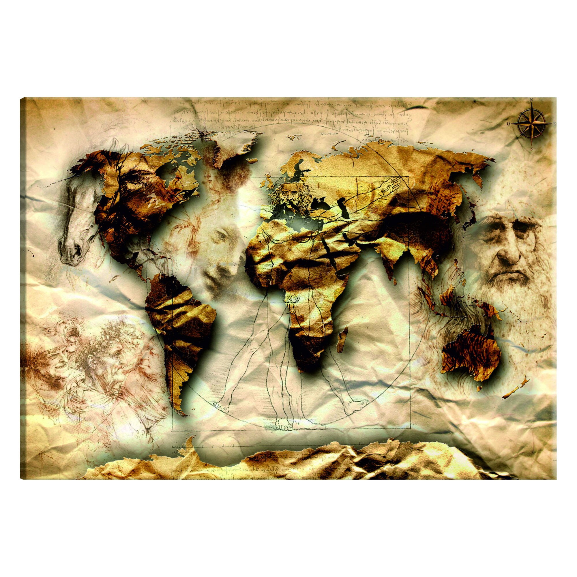 Tablou canvas - Harta inspiratie Leonardo da Vinci - 60 x 40 cm