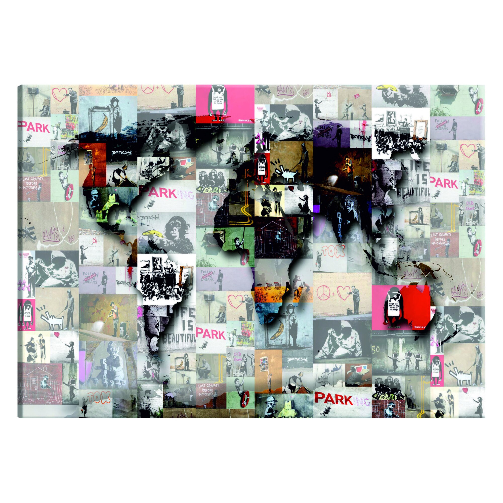 Tablou canvas - Harta inspiratie banksy - 90 x 60 cm