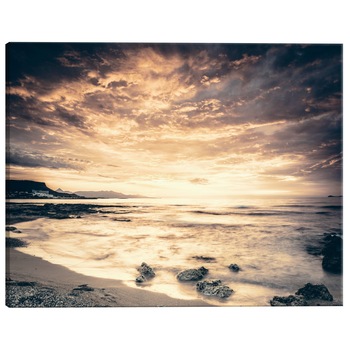 Tablou canvas - Plaja din Creta Galben Ingust - 135 x 45 cm