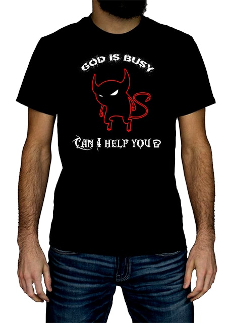 Tricou cu maneca scurta, K-off, negru,God is busy