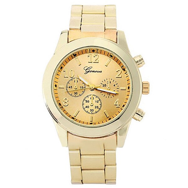 Ceas Geneva Dama Quartz Casual Elegant Gold, PN999211GD, curea din metal (zale), afisaj Analog