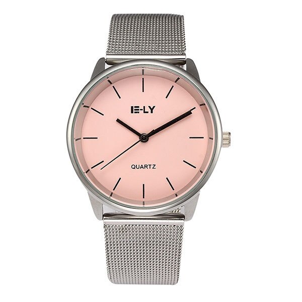 Ceas E-LY Dama Quartz Casual Elegant Roz, PN999351RZ, curea din metal (mesh), afisaj Analog