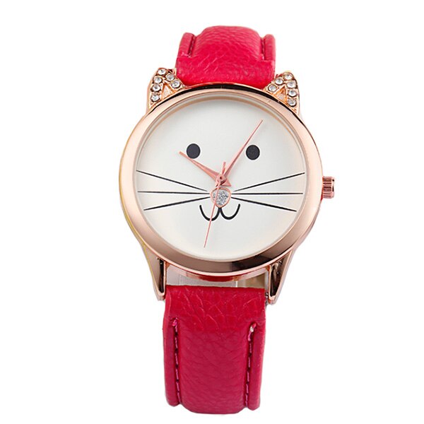 Ceas Geneva Dama Quartz Casual Elegant Rosu, PN999248RU, curea din piele, afisaj Analog
