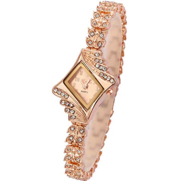 Ceas Geneva Dama Quartz Casual Elegant Rose, PN999820RE, curea din metal (zale), afisaj Analog
