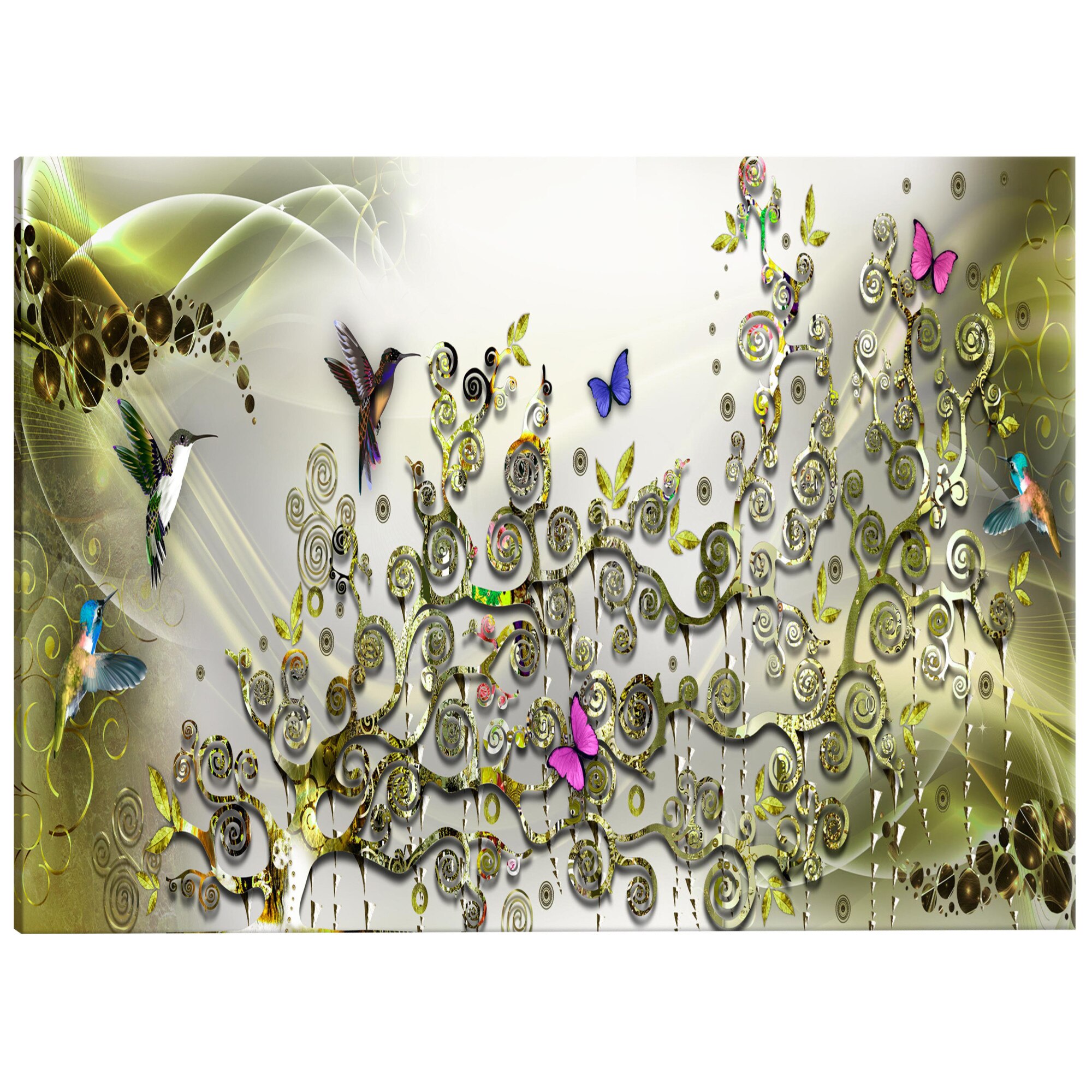 Tablou canvas - Colibri danseaza verde Ingust - 135 x 45 cm