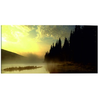 Tablou canvas - Ceata peste un lac - 135 x 45 cm Tablou canvas - Ceata peste un lac - 135 x 45 cm
