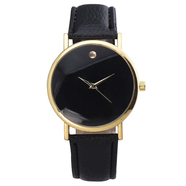 Ceas Geneva Dama Quartz Casual Elegant Negru, PN999608NU, curea din piele, afisaj Analog