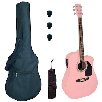 Set chitara electro-acustica Nashville GSD60CE-PK Basic dreadnought/cutaway roz EQ activ Set chitara electro-acustica Nashville GSD60CE-PK Basic dreadnought/cutaway roz EQ activ