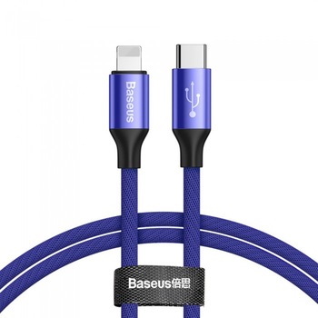 Cablu de date/incarcare Baseus, Yiven Lightning/USB-C 1M, 2 A, Albastru Cablu de date/incarcare Baseus, Yiven Lightning/USB-C 1M, 2 A, Albastru
