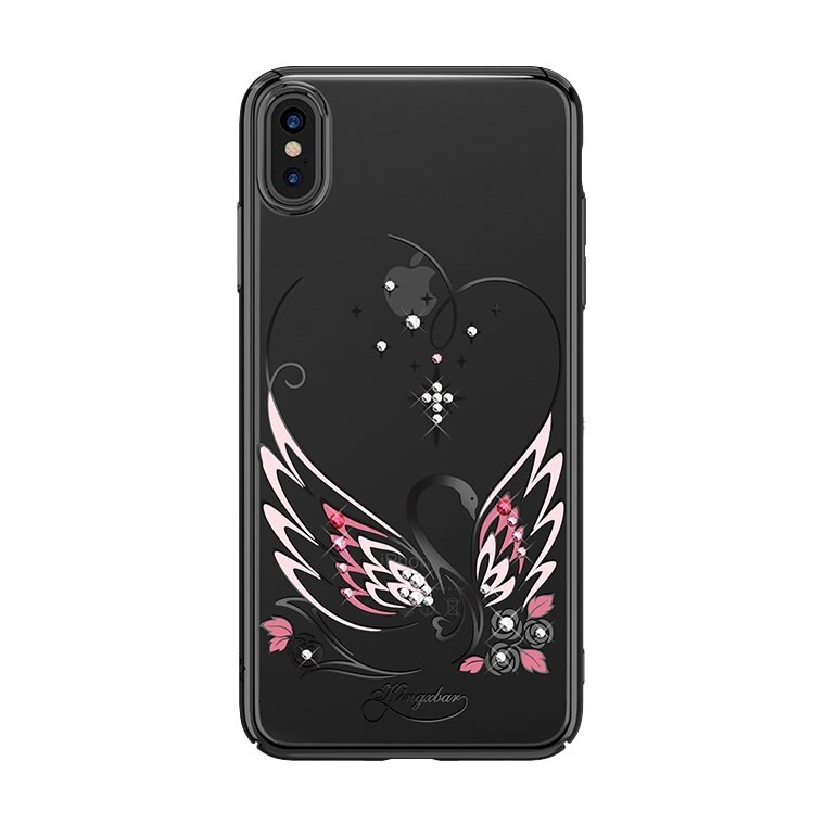 Husa iPhone XS Max, Kingxbar Swan, Cristale Originale Swarowski, Negru