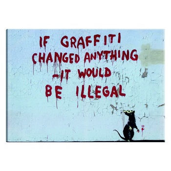 Tablou canvas - Daca Graffiti a schimbat ceva de Banksy - 90 x 60 cm Tablou canvas - Daca Graffiti a schimbat ceva de Banksy - 90 x 60 cm