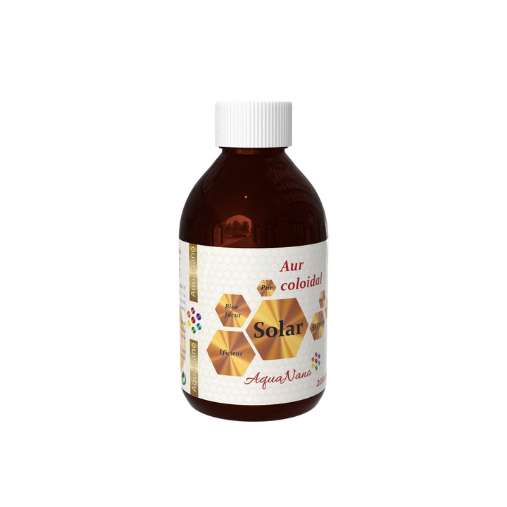 Lotiune cu aur coloidal, AquaNano Solar 55ppm, 200ml