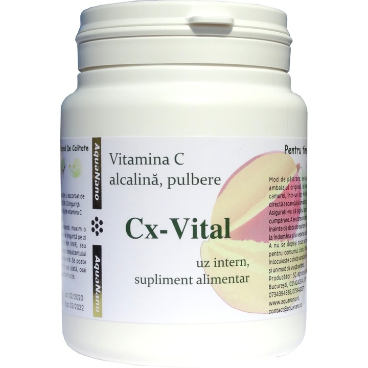 Vitamina C alcalina pulbere, AquaNano Cx-Vital, 250g